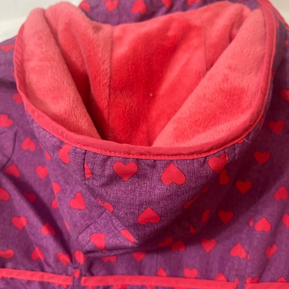 London Fog Girl Hooded Jacket Purple and Pink Hearts London Fog Girls Size 5 - Picture 8 of 8